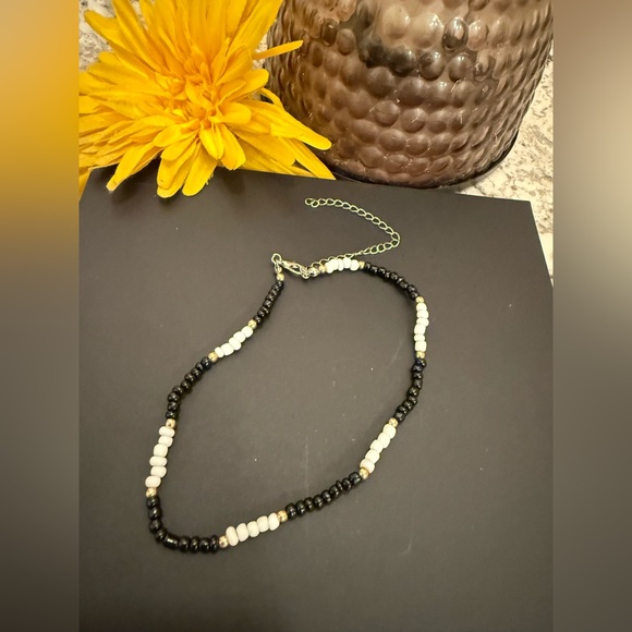Other - Elegant Black and White Beaded Necklace